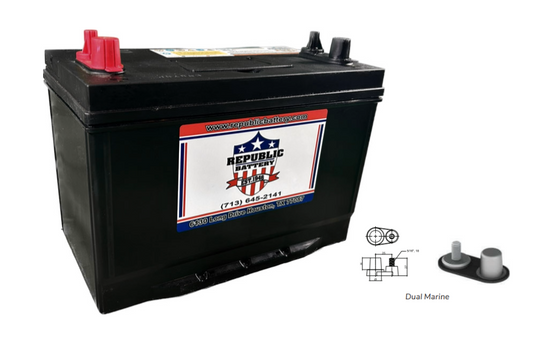 M27-1000 Group 27 Marine Battery Wet Cell Maintenance Free, 800cca 1000mca, 175rc